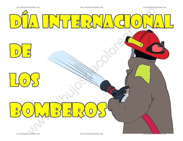 Día internacional de los Bomberos dibujo a color y para colorear